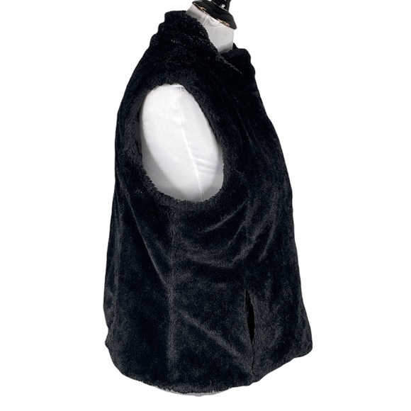 KC Collections Reversible Faux Fur Vest, Black, X-Large - Picture 4 of 12